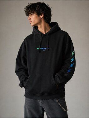 Shadow Hill USA Lightning Sleeve Graphic Pullover Hoodie Black XL Streetwear